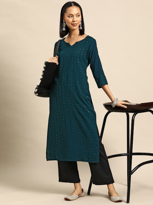 Sangria Embroidered Sequinned Kurta
