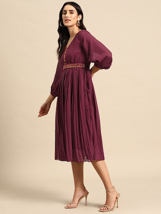 All about you Accordion Pleated Sequinned A-Line Midi Dress