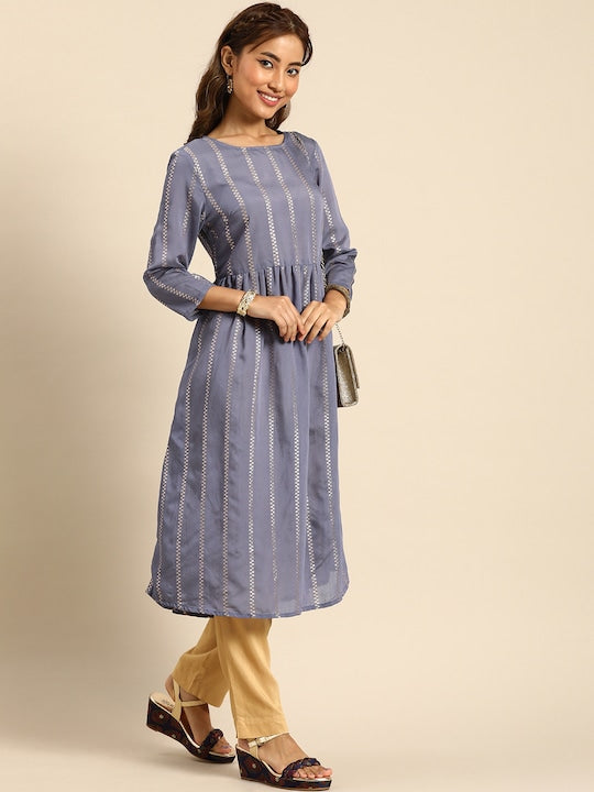 Sangria Women Jacquard Chanderi Silk Anarkali Kurta