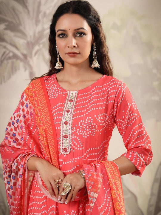 Scakhi Printed Anarkali Gown With Printed Dupatta