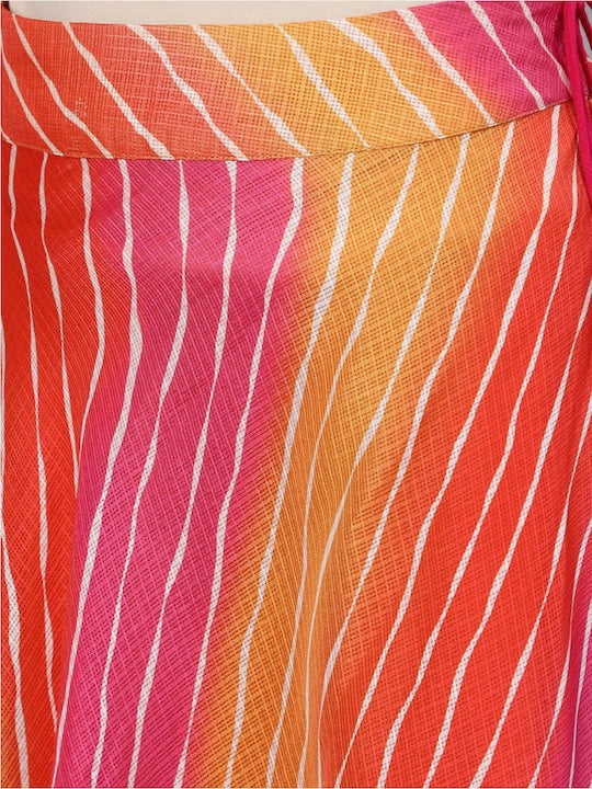 AKS Couture Leheriya Printed Ready to Wear Lehenga & Blouse With Dupatta