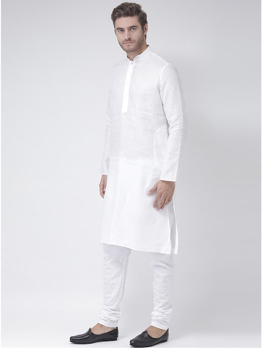 Deyann Men White Solid Straight Kurta
