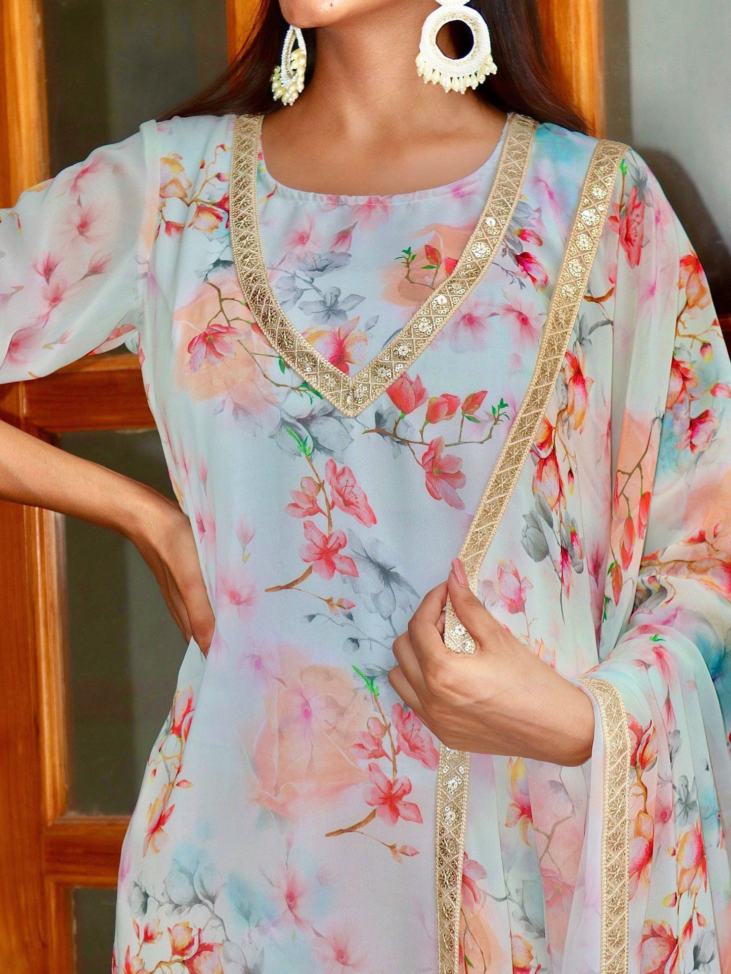 ONEWE INDIA Aaliya Suit Set (Set of 3) - Rose Gold