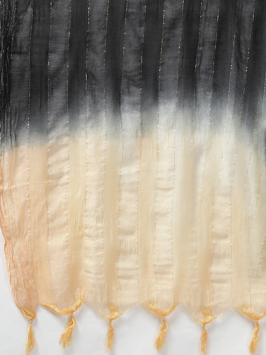 Yufta Women Black Ethnic Motifs Gotta Patti Pure Cotton Kurta with Palazzos & With Dupatta