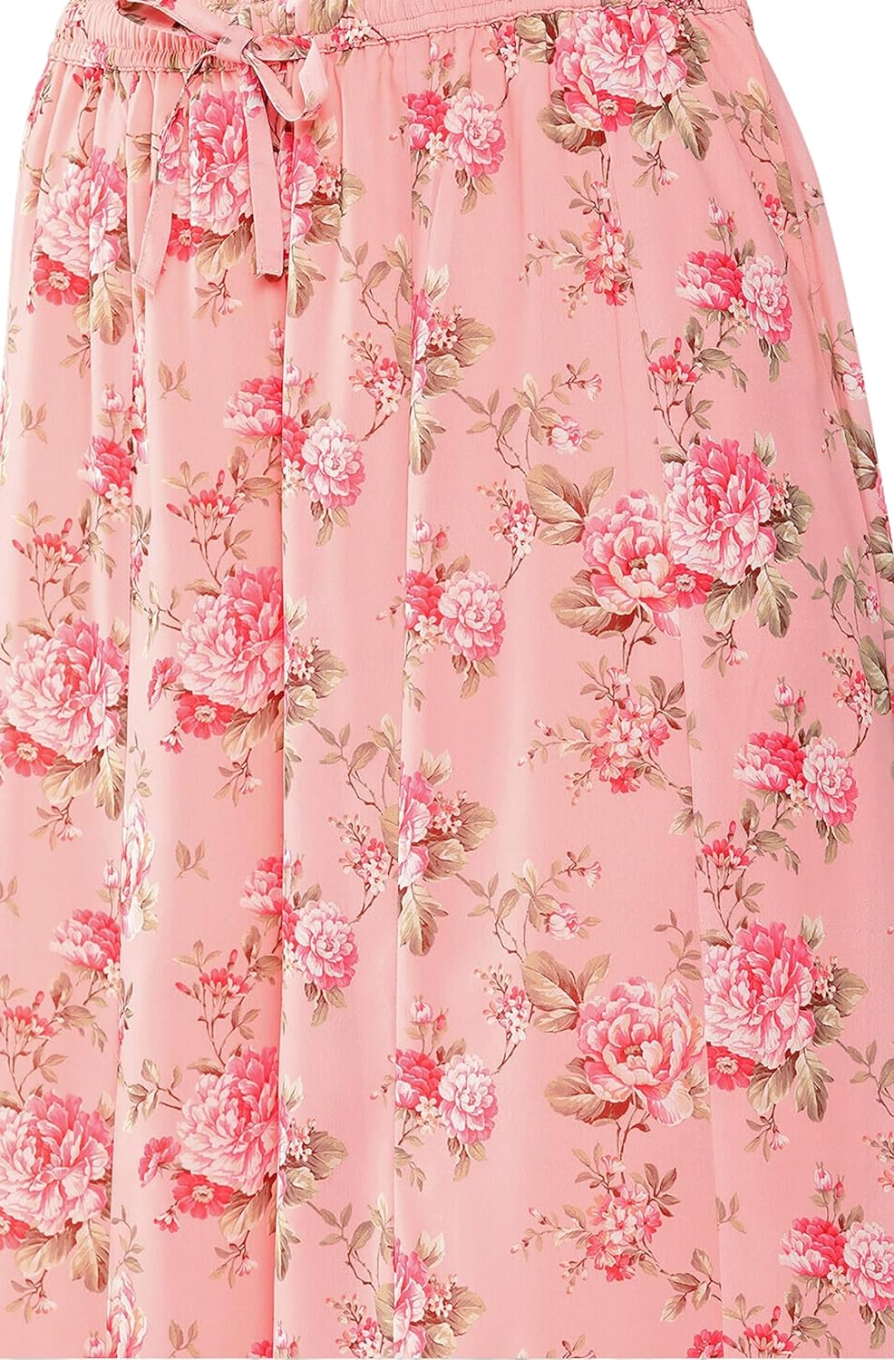 Janasya Women's Peach Georgette Digital Floral Printed Co-ords Set