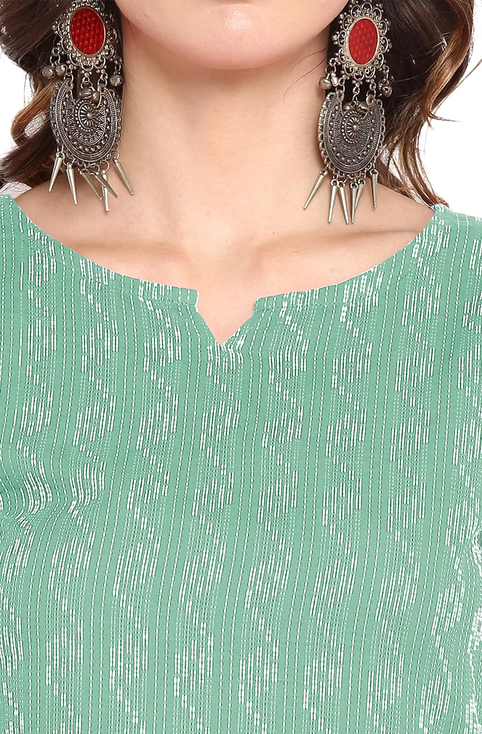 Janasya Women's Pure Cotton Straight Kurta Green