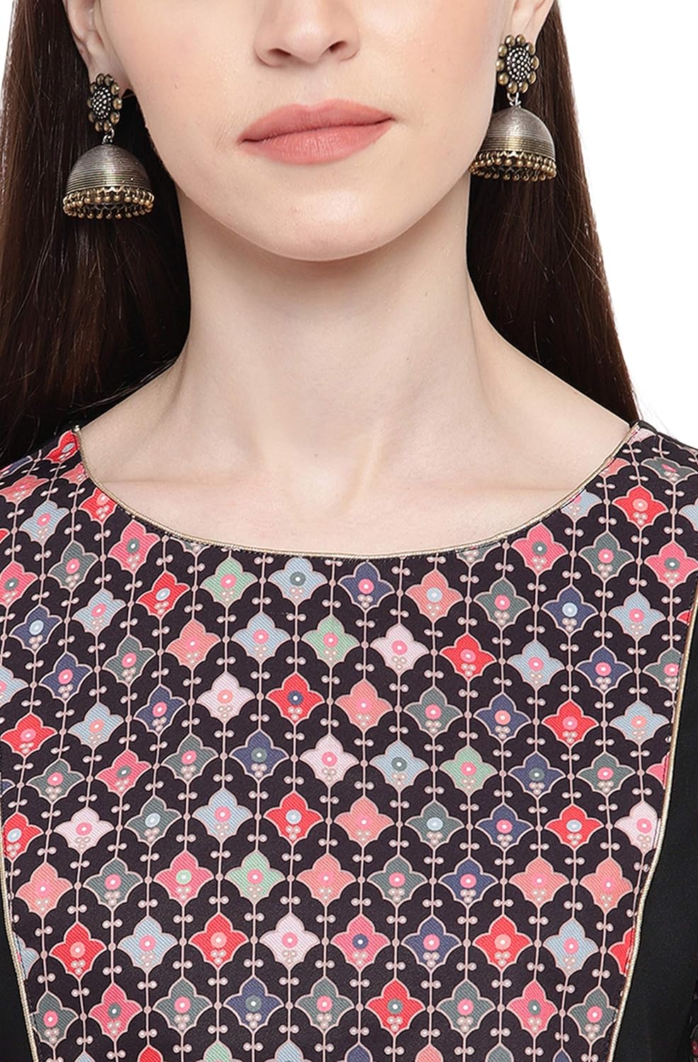 Janasya Women's Crepe Regular Kurta Black