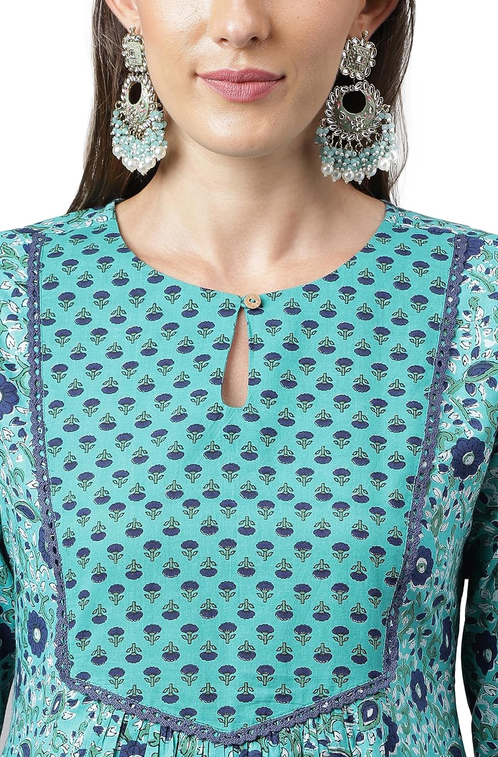 Janasya Women's Mustard Cotton Flex Cambric Floral Printed Kurta with Balloon Pant