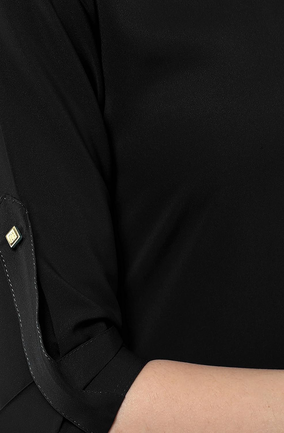 Janasya Women's Poly Crepe Solid High Low Kurta Black