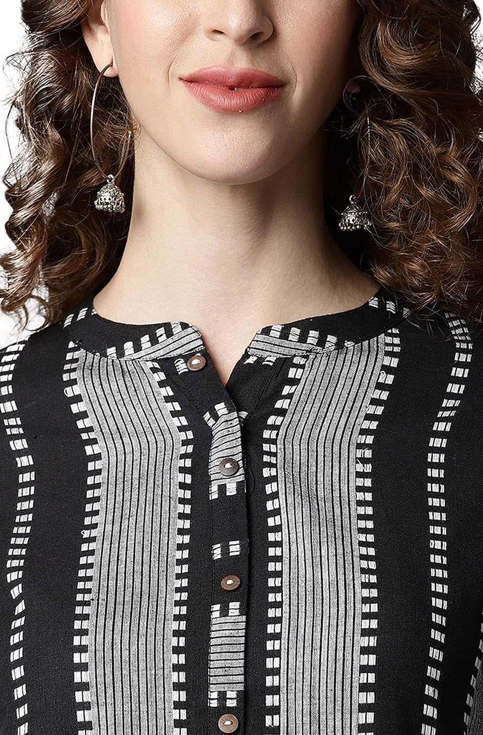 Janasya Women's Black Cotton Western Dress