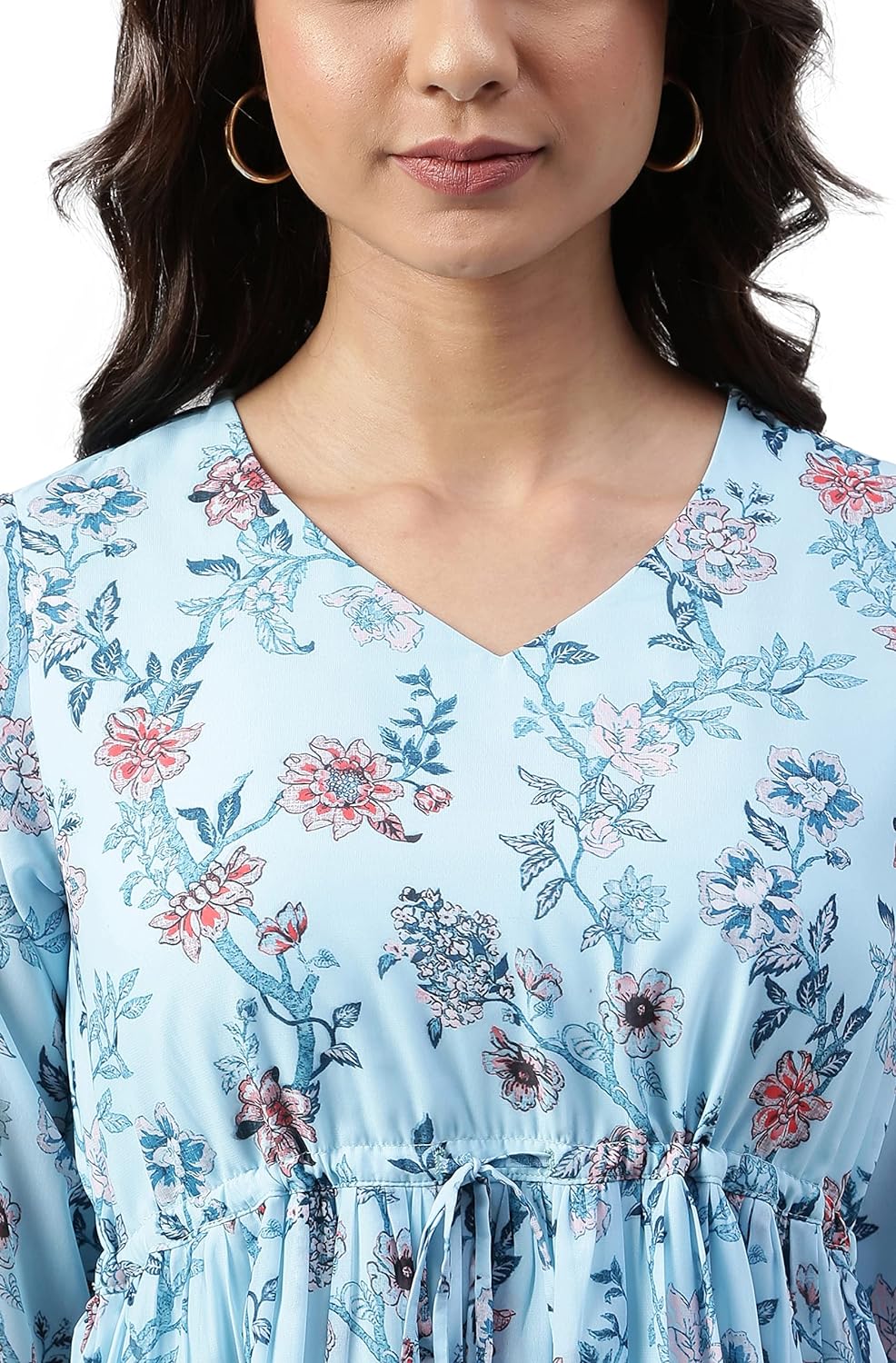 Janasya Women's Georgette V-Neck Dress