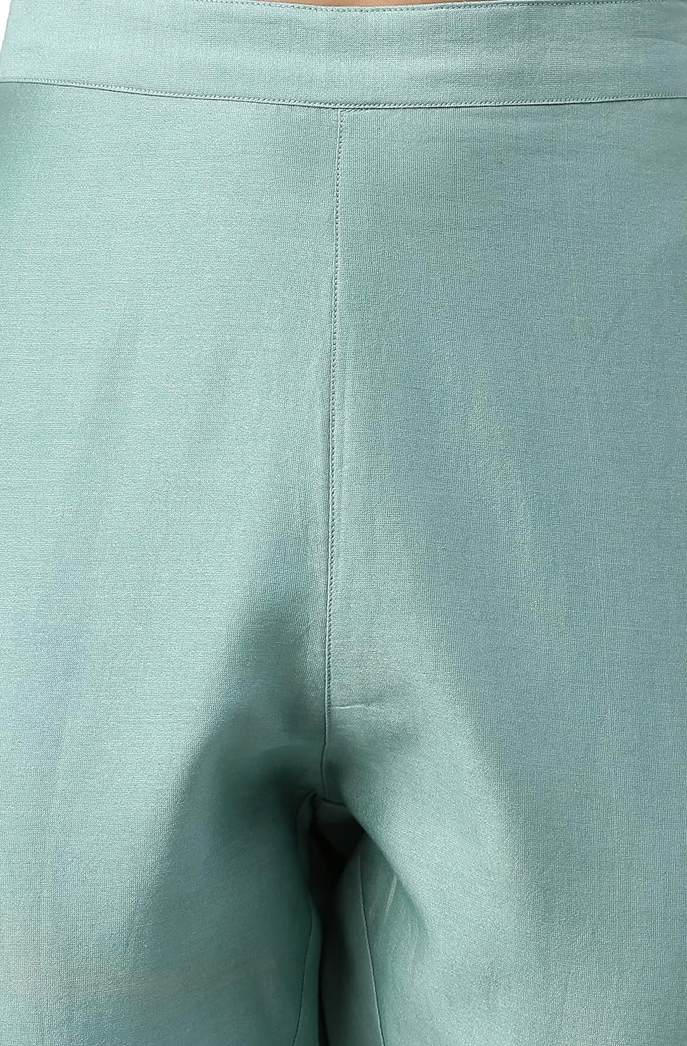 Janasya Women's Sea Green Chanderi Silk Yoke Embroidered Kurta with Pant