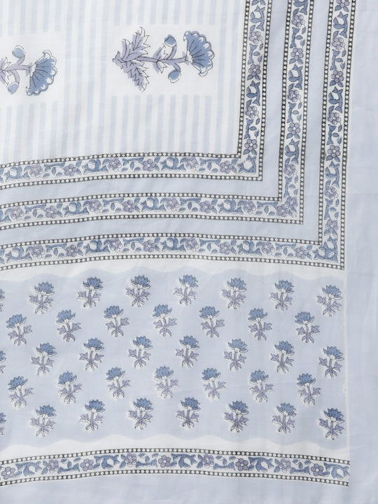 Yufta Floral Printed Beads and Stones Pure Cotton Kurta With Trousers & Dupatta