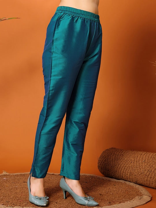 Fabmora Ethnic Motifs Embroidered Regular Zari Straight Kurta With Trouser &Dupatta