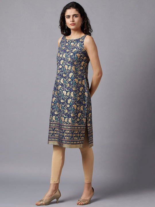 Aurelia Women Blue Floral Printed Kurta