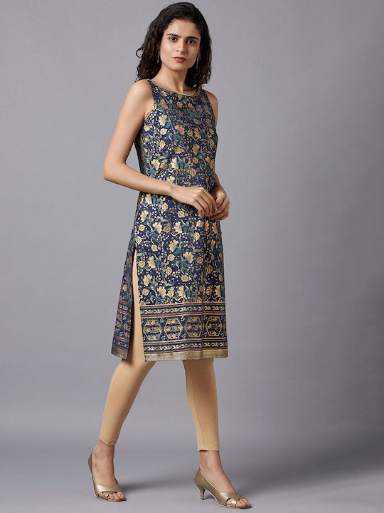 Aurelia Women Blue Floral Printed Kurta
