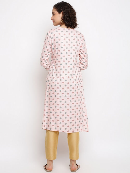 IMARA Floral Printed Gotta Patti Straight Kurta