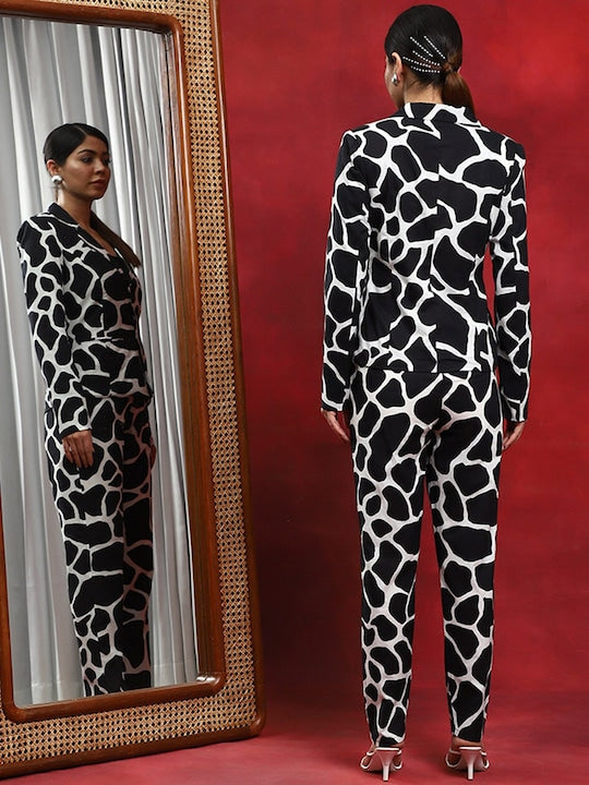 AKS Animal Printed Cotton Blazer and Trousers
