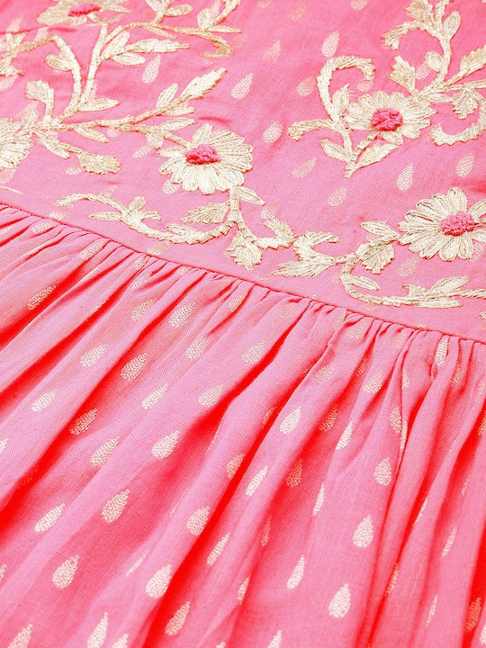 House of Pataudi Woven Design Embroidered Zari Work Anarkali Jashn Kurta