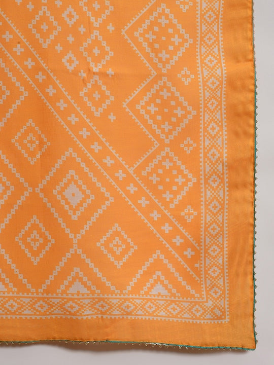 AKS Couture Bandhani Printed Gotta Patti Kurta With Trousers & Dupatta