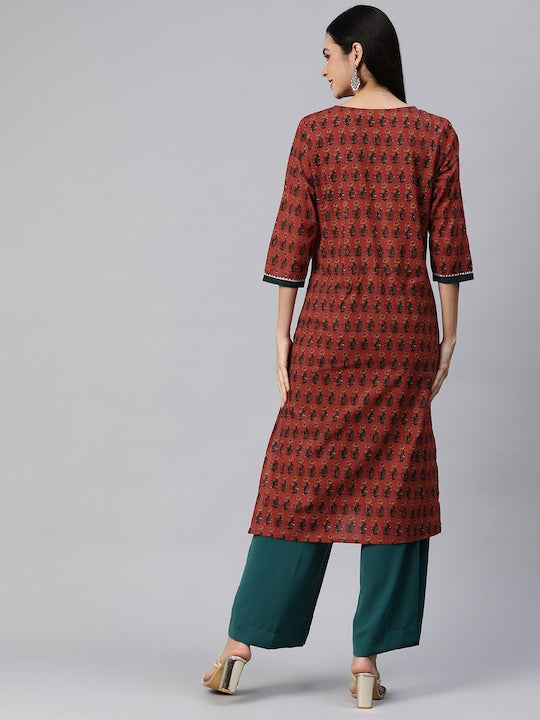 Readiprint Fashions Women Floral Printed Gotta Patti Cotton Kurta
