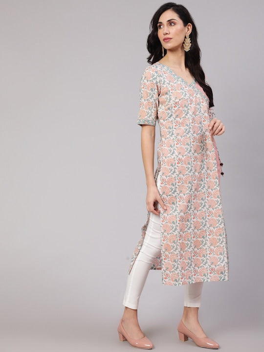 AKS Ethnic Motifs Printed A-line Layered Kurta