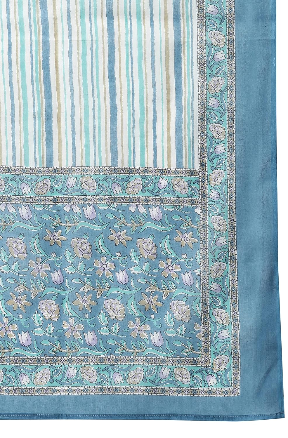 Janasya Women's Blue Cotton Kurta With Pant And Dupatta