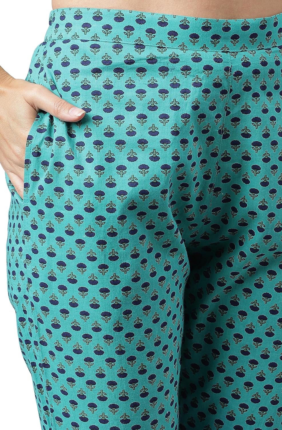 Janasya Women's Mustard Cotton Flex Cambric Floral Printed Kurta with Balloon Pant