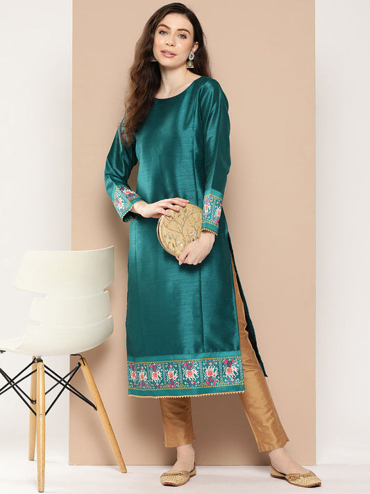 Ahalyaa Women Ethnic Motifs Embroidered Gotta Patti Kurta