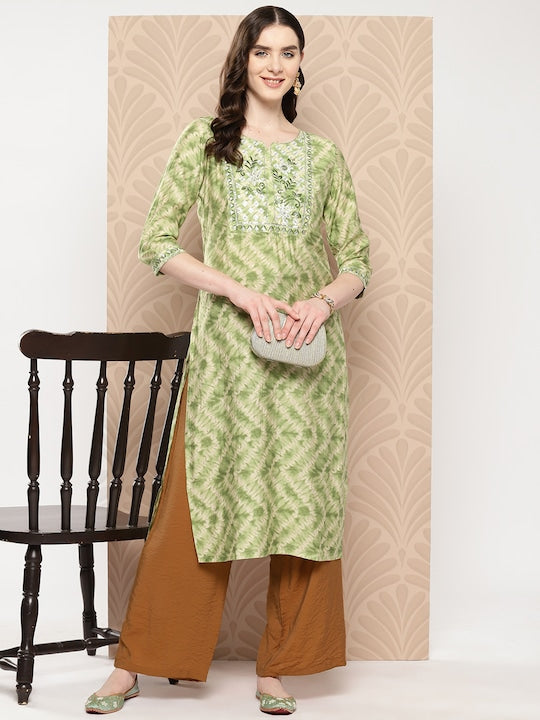 Yufta Women Floral Embroidered Sequinned Kurta