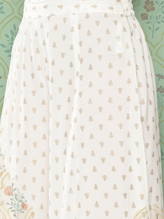 Yufta Women Floral Embroidered Regular Sequinned Kurta with Palazzos & With Dupatta