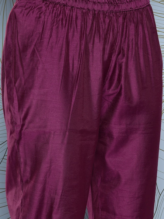 Varanga Yoke Design Regular Chanderi Silk Kurta with Trousers & With Dupatta