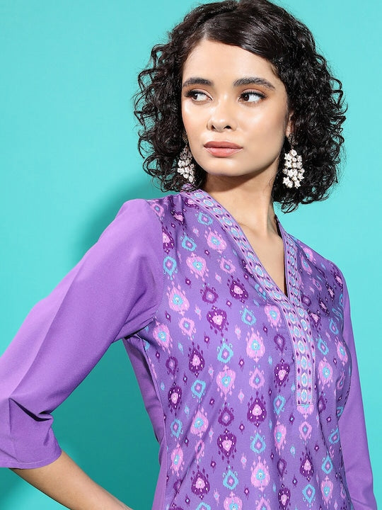 Vishudh Embroidered Flared Sleeves Thread Work Kurta