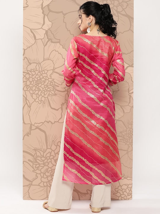 Yufta Women Leheriya Printed Kurta