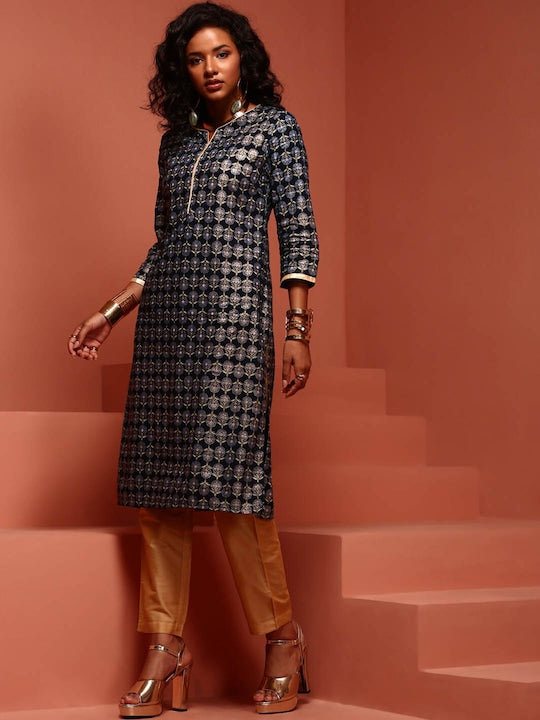 IMARA Ethnic Motifs Printed Straight Kurta