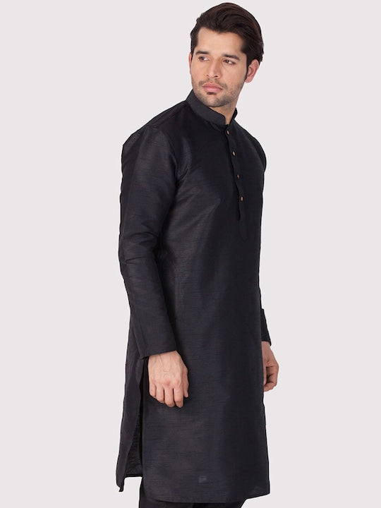 Vastramay Men Black Thread Work Kurta