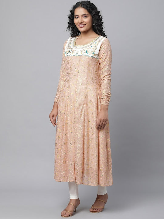 Aurelia Floral Printed Thread Work Kurta With Leggings & Dupatta