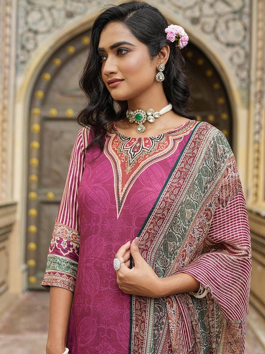 SCAKHI Paisley Printed Regular Kurta & Palazzos With Dupatta