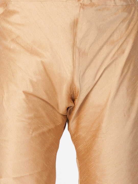 Vastramay Men Black & Rose Gold Angrakha Style Sherwani Set