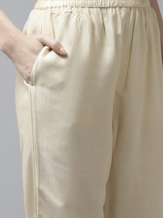 Yufta Women Teal Green Ethnic Motifs Printed Pure Cotton Kurta with Trousers