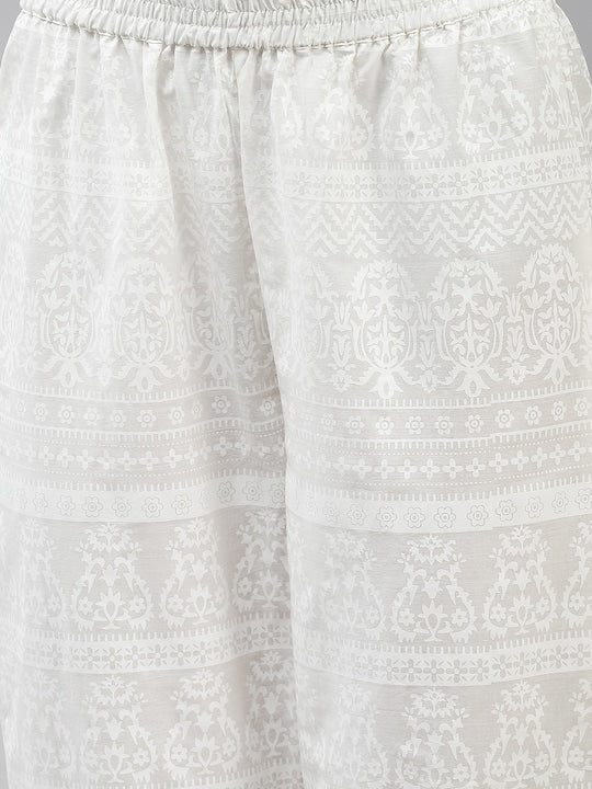 Yufta Women Pink Ethnic Motifs Printed Pure Cotton Kurta with Trousers & Dupatta