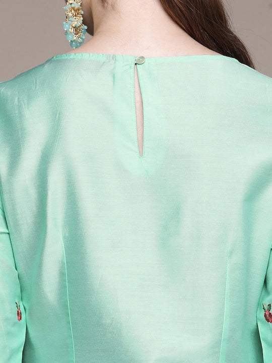 House of Pataudi Jashn Floral Embroidered Zari Work Kurta