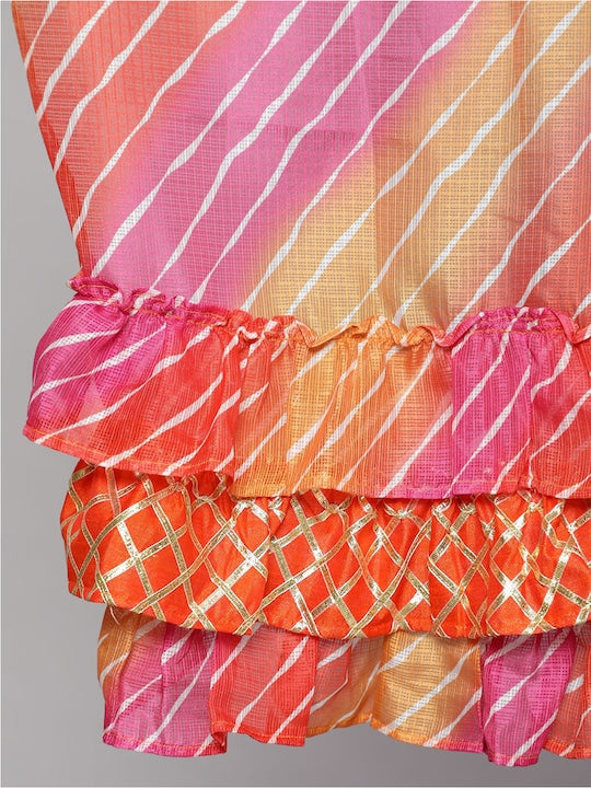 AKS Couture Leheriya Printed Ready to Wear Lehenga & Blouse With Dupatta