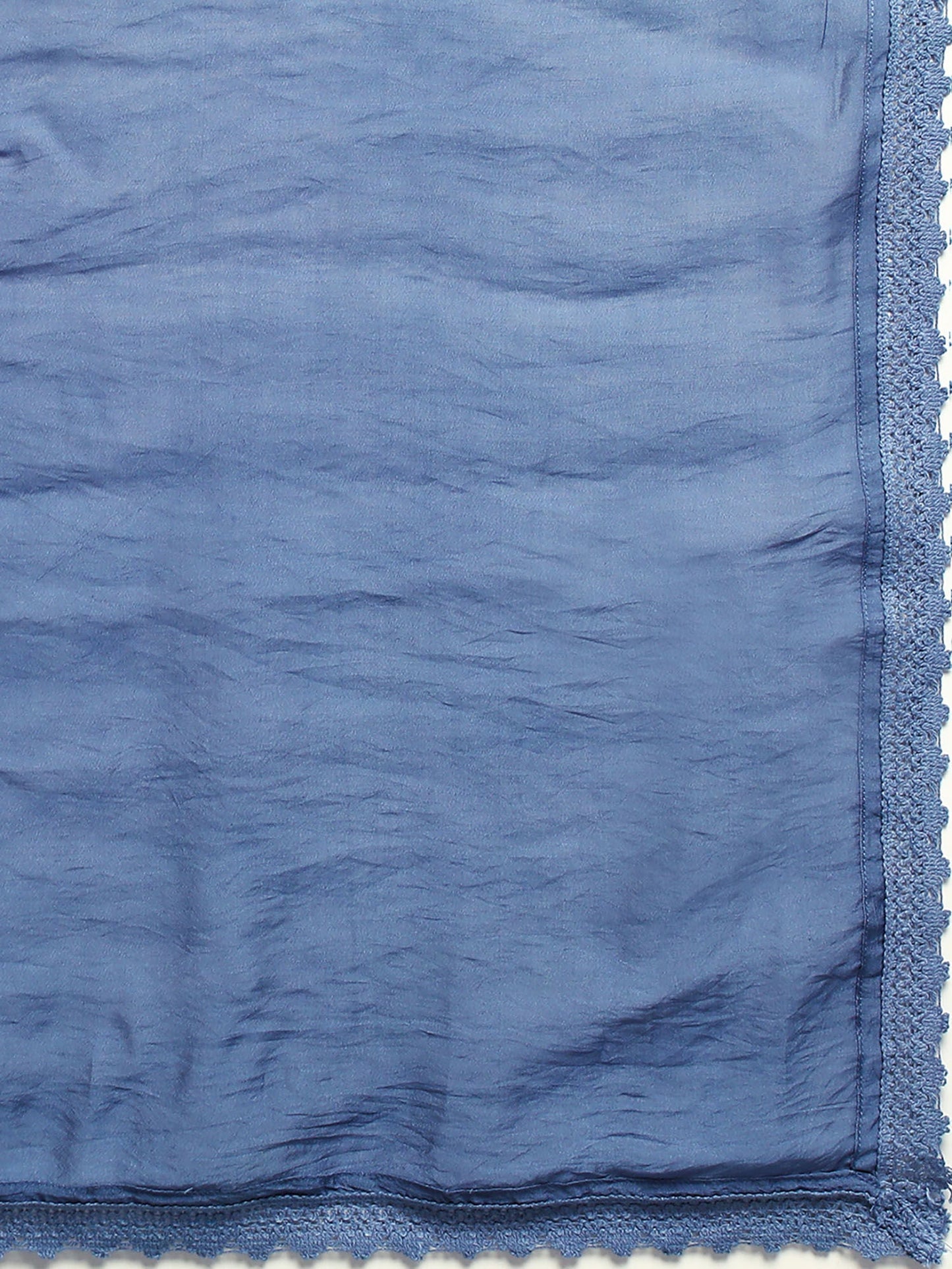 Heeposh Navy Blue Embroidered Rayon Kurta with Lace Work Detailing (Set of 3)