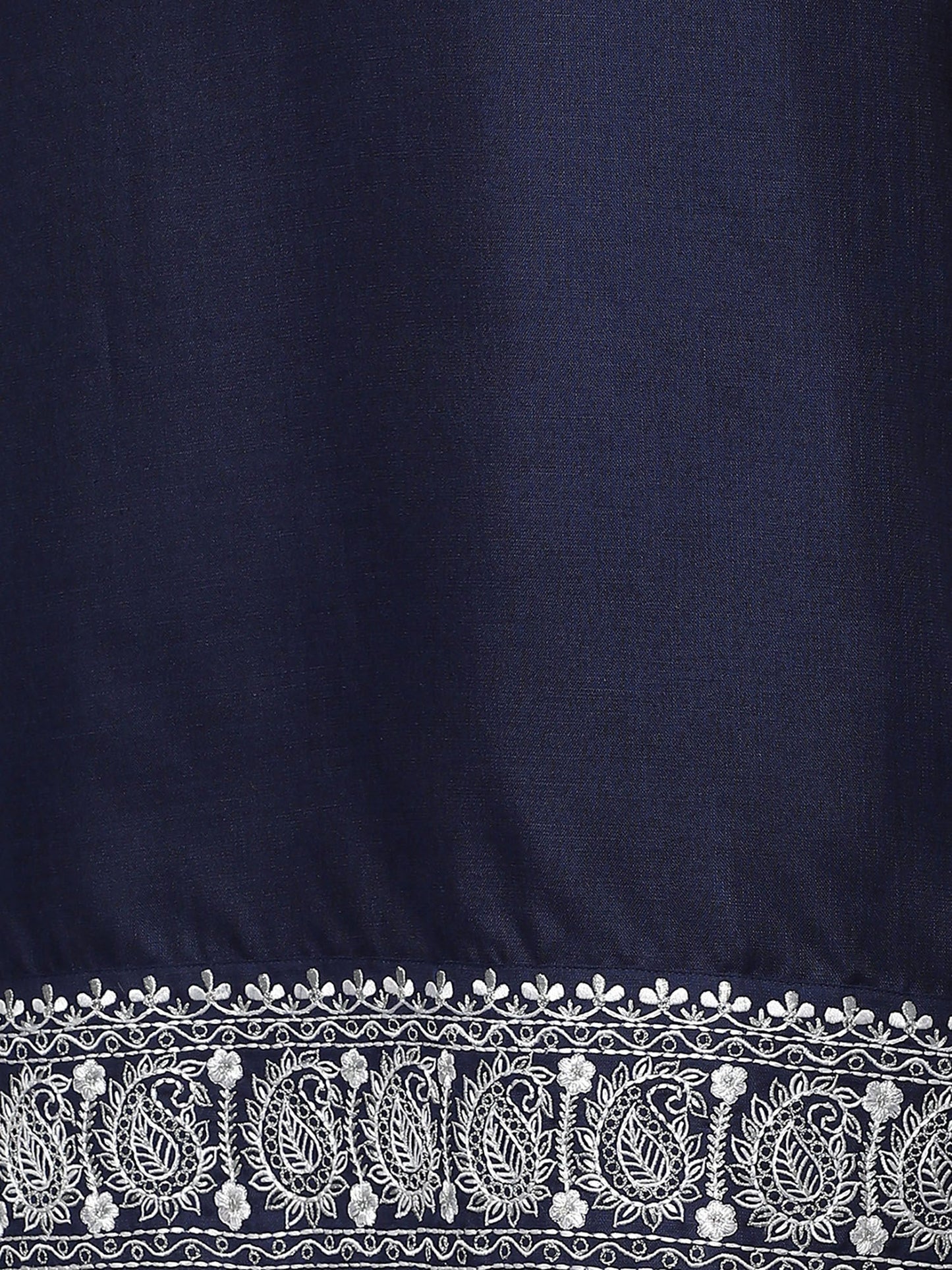 Heeposh Navy Blue Embroidered Kurta with Scallop Dupatta (Set of 3)