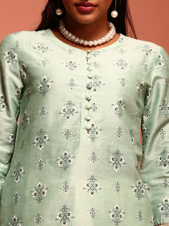 IMARA Floral Printed Kurta With Trousers