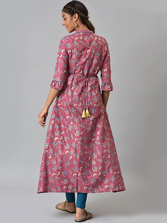 Aurelia Women Pink Ethnic Motifs Printed Anarkali Kurta