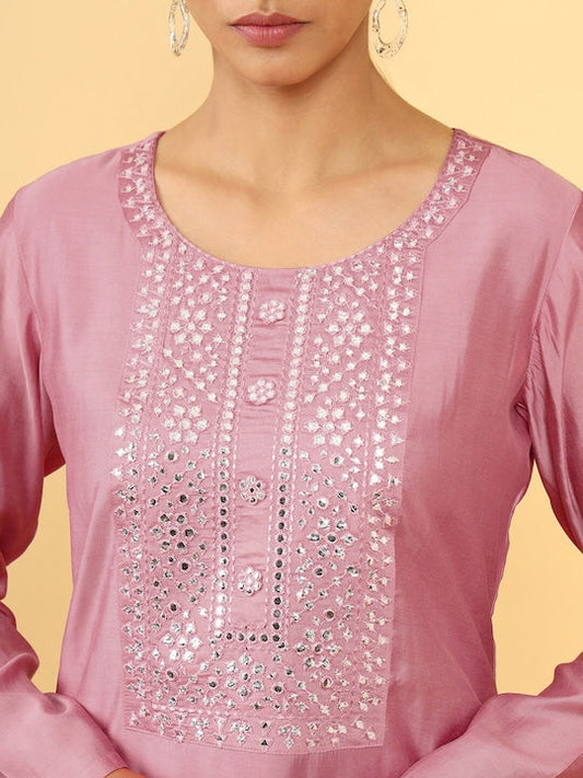 Soch Women Geometric Embroidered Mirror Work Kurta