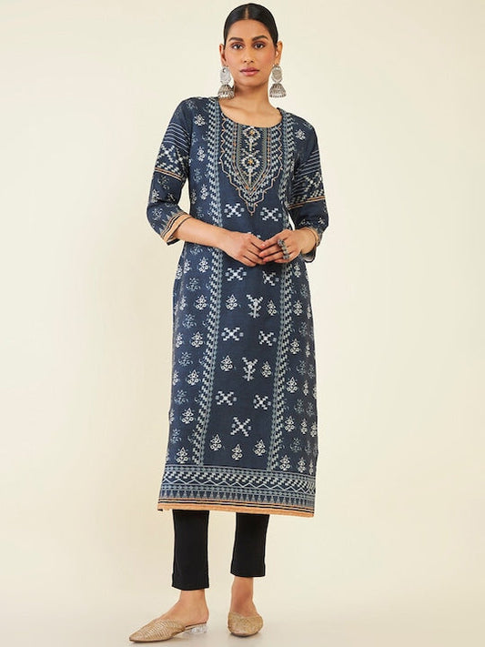 Soch Ethnic Motifs Printed Straight Kurta