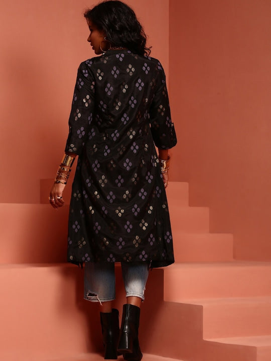 IMARA Ethnic Printed Mandarin Collar A-Line Kurta
